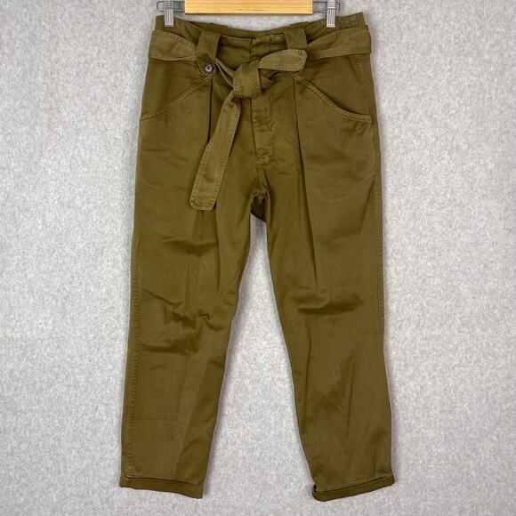 Etoile Isabel Marant Womens 1 Green Paperbag Belted High Rise Pants - Picture 1 of 9